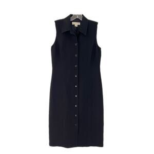 Vintage CASUAL CORNER Sleeveless Career Dress Size 2 Black Button Front Lined